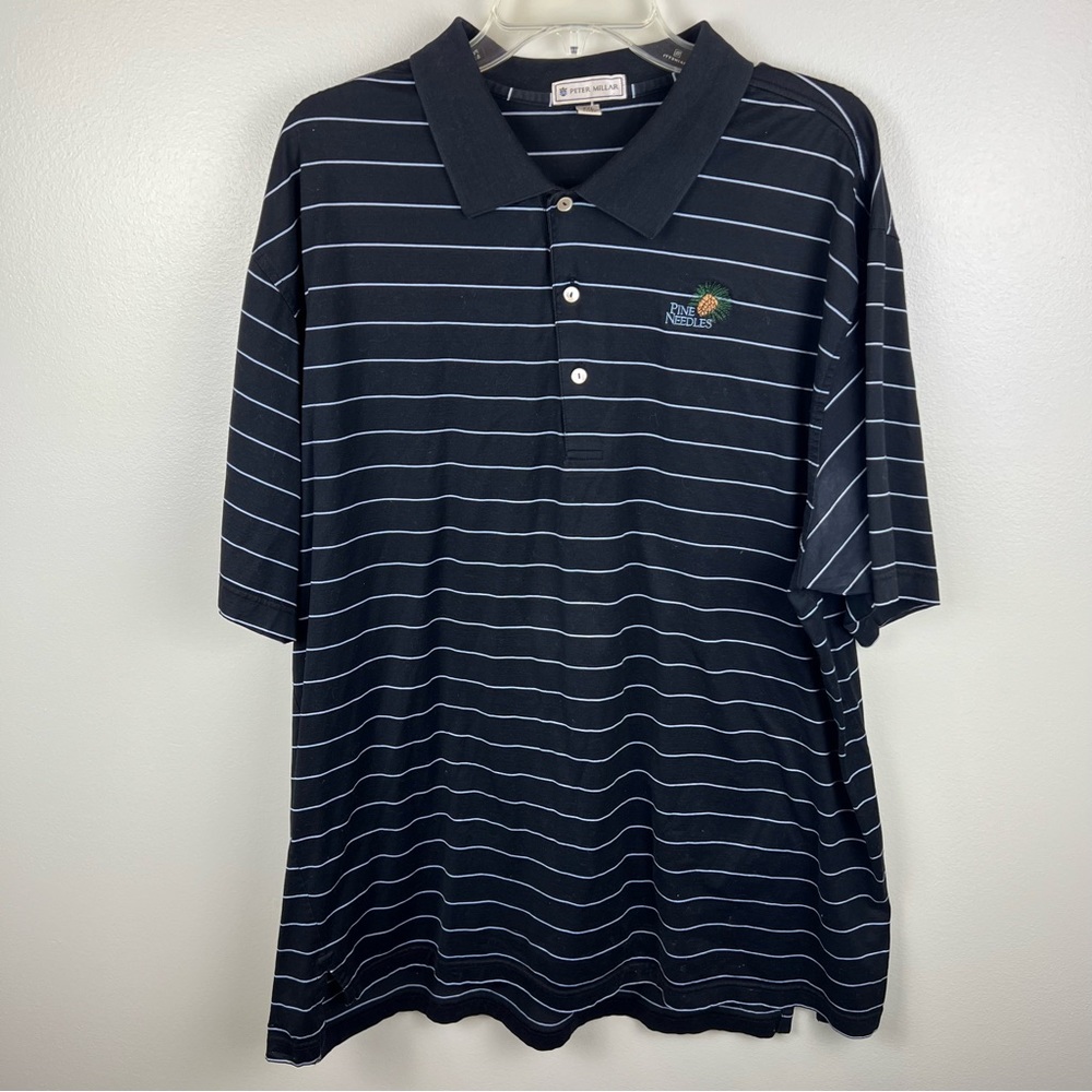 Peter Millar Navy Striped Polo Shirt